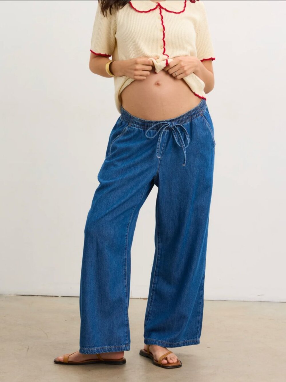Hatch Collection The Drapey Denim Wide Leg Pant in True Indigo Size 1/ Small